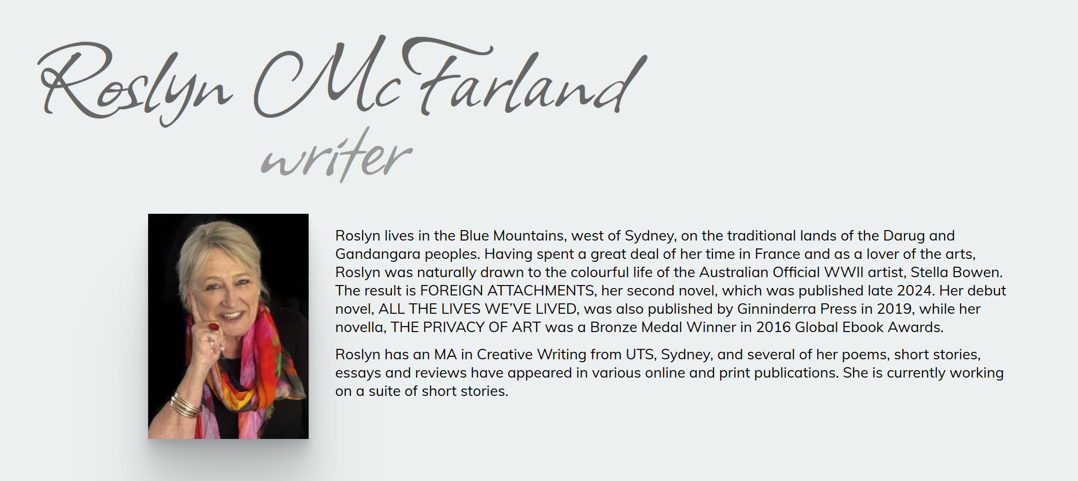 Roslyn McFarland website image